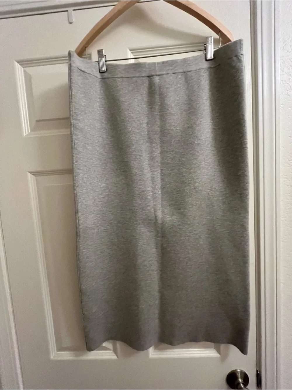 Sleek Light Gray Midi Pencil Skirt
